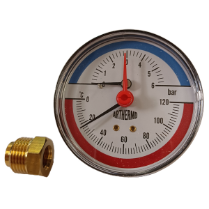 Аксиален термоманометър (Ø 80 mm, 0-120 °С, 0-6 bar)